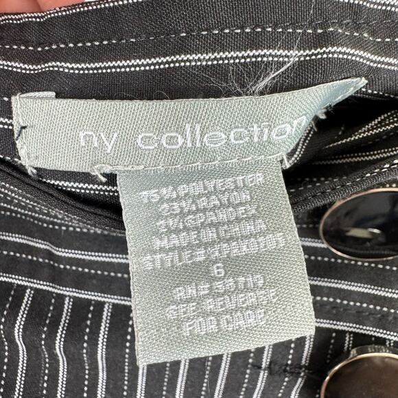 NY Collection NWT Black White Striped Asymmetrical Button Front A-Line Skirt 6 - Picture 4 of 5